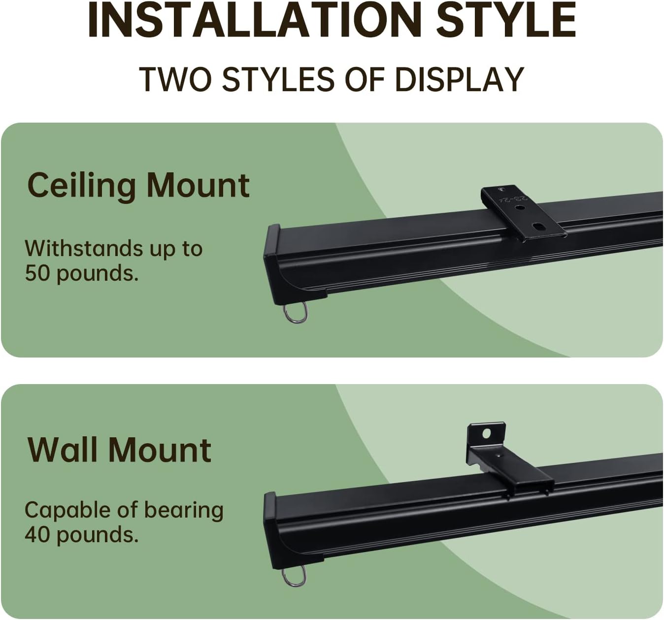 Ceiling Curtain Tracks 9FT,Curtain Track Wall Mount,Ceiling Mounted Sliding Door Curtains Rails Outdoor Extra Long Curtains Rod Room Divider Track for Living Bedroom with Hooks,Black